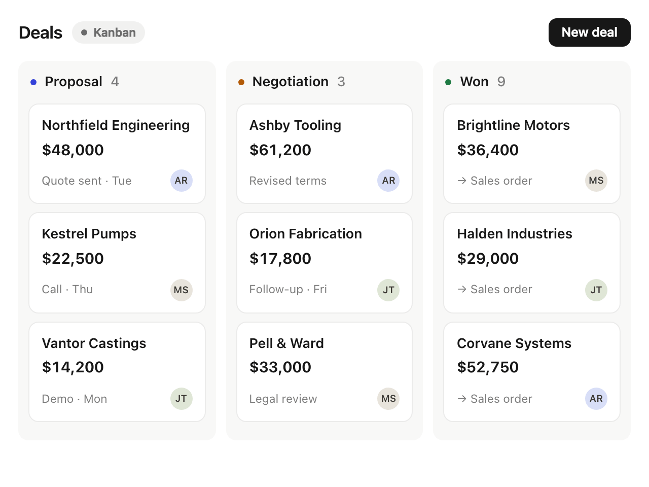 Manufacturing ERP — illustrative screen 2